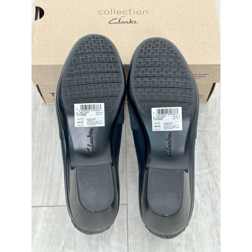 Clarks Emily Step Loafers US Women's Size 7 - Navy Leather Suede Comfort - Picture 6 of 6